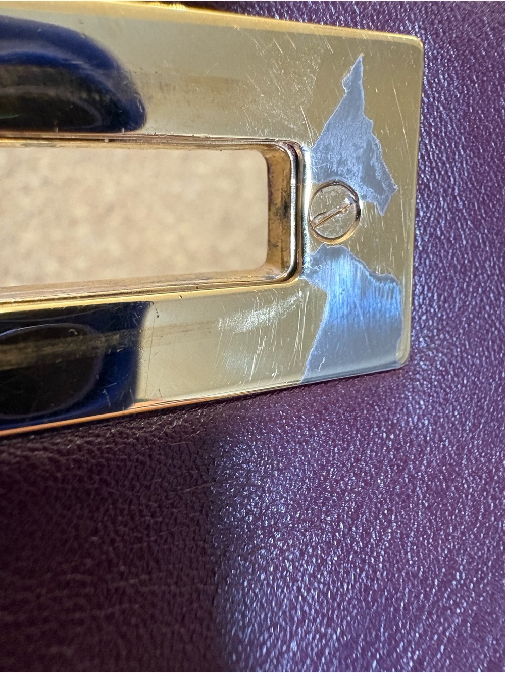 Salvatore Ferragamo Sofia Satchel Crossbody Large Plum Leather Gold- EXCELLENT - Picture 17 of 17